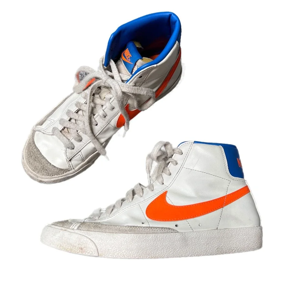 Nike Blazer Mid 77 Vintage Sail White Orange Leather High Top Sneakers Women 8.5